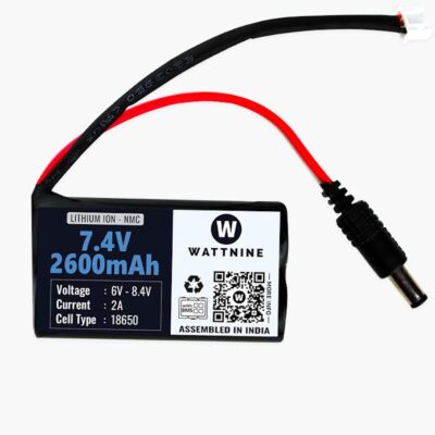 7.4V 2600mAh Rechargeable Lithium Battery Pack with Warranty (Includes BMS & Balance Pin) - 2S 1P