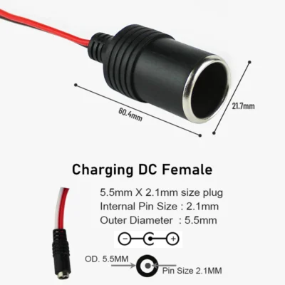 12V Lithium Battery with DC Female Car Socket/ Cigarette Lighter Socket for Tyre Inflator, Vacuum Cleaner etc - Image 3