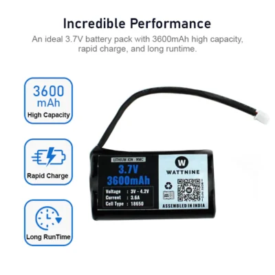 3.7V 3600mah Lithium Battery with wire and BMS Protection - Image 3