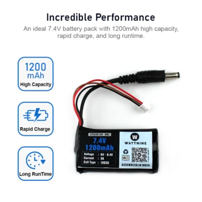 7.4V 1200mAh Rechargeable Lithium Battery Pack - Image 3